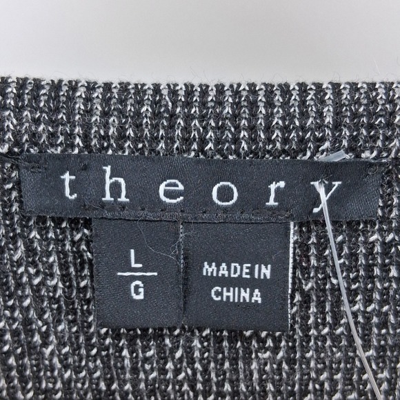 Theory Lioralee Prosecco Jacket Sz Large Gray Metallic Knit Asymmetric Zip Moto - Picture 7 of 12